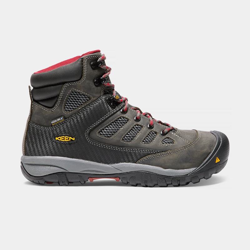 Botas De Trabajo Keen Tucson Mid Steel Toe Para Hombre Verde Oliva/Rojos - Botas Keen Mexico (893265